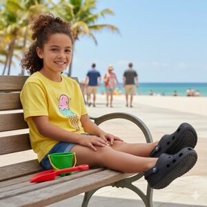 Crocs Classic Clogs Black Size W6 M4 with New Jibbitz Charms Unisex Comfort